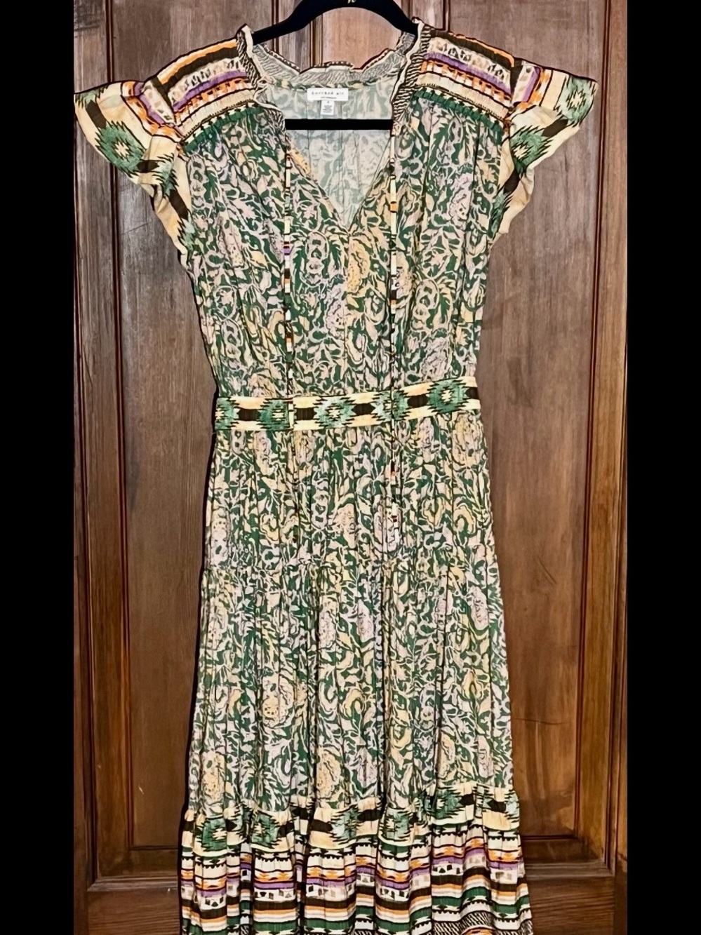 Current air Green Floral Boho Maxi Dress